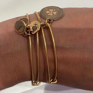 Alex and Ani Gold Tone Charm Expandable Bracelet Set